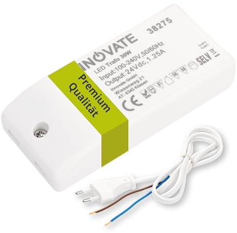 INNOVATE LED Netzteil Trafo ECO 12-24 Vol/DC, 0-30W - 1.25A I Transformator für LED Streifen 24v Netzteil Spannungswandler Power Supply LEDs Driver 24 I Klingeltrafo Power strip