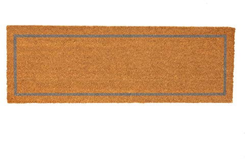 Nicola Spring Coir Double Door Mat - 120 x 40cm - Grey Inset - Pack of 1 - Decorative Indoor Large Front Door Mat Entry Dirt Trapper Rug Outdoor Boot Scraper Non Slip Backing Doormat
