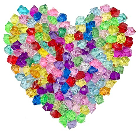 LYFJXX Fake Crushed Ice Cubes, Vase Fillers, 150 pcs 16 * 22 mm Artificial Acrylic Crystal Rocks Diamonds for Vase Fillers,Table Scatter, Party Favor, Food Display, DIY Crafts (0.86 * 0.62inch,Multi)