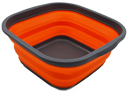 SAMMART 5.5L (1.4 Gallons) Collapsible Tub - Foldable Dish Tub - Portable Washing Basin - Space Saving Plastic Washtub (Grey/Orange)