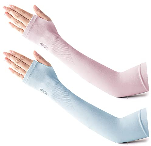LumiSyne 2 Paia Manicotto Braccio Con Foro Per Il Pollice Donna Uomo UV Protezione UPF 50+ Manicotti Compressione Scaldabraccia Maniche Di Raffreddamento Sport Ciclismo Running Coprire Il Tatuaggio