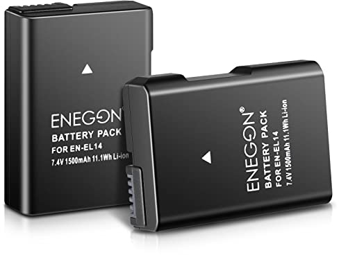 ENEGON 2X EN-EL14 Rechargeable Li-Ion Batteria per Nikon en-el14/el14a D5600 D5100 D5200 D5300 D5500 D3100 D3200 D3300 D3400 D3500 Coolpix P7000 P7100 P7800 Digital Camera
