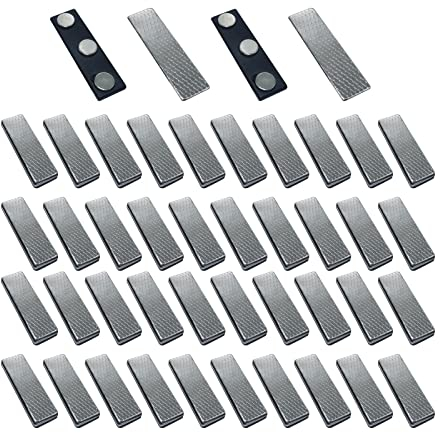 50 Stück Magnetisches Namensschild, 45 * 13 mm Namensschild Magnetzeichenhalter Befestigungselement DIY ID Abzeichen Selbstklebender Stützmagnet mit 3 Neodym-Magneten für Uniform Jacken Revers Shirt