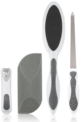 TITANIA Softtouch Maniküre & Pediküre-Set (4-teilig) • Professionelles Hand & Fußpflege Set • Nagelknipser, Nagelfeile, Fußfeile & Bimsschwamm • Maniküre Pediküre Set • Made in Germany