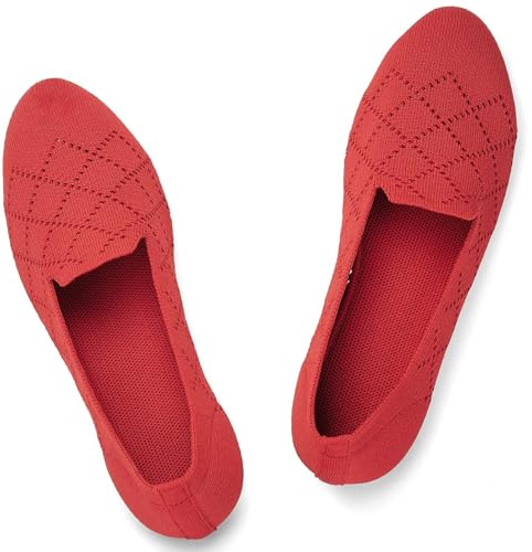 Puxowe Bailarinas Mujer Cómodas - Zapatos Elegantes Slip-On de Punto Ballerina para Mujer 36 EU Red
