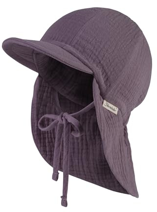 Sterntaler Schirmmütze Nacken Musselin - Mädchen Mütze aus Baumwoll Musselin (Bio) - UV-Schutz 50+ Sonnenhut mit Nackenschutz - Kinder Sommer Kopfbedeckung- pastellviolett, Größe 43