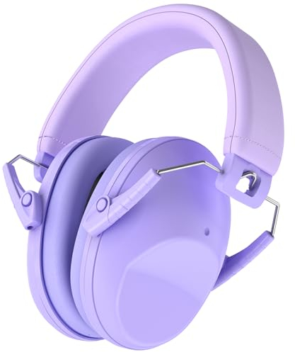 Procase Casque Anti Bruit Enfant, Casque Pliable Réglable Confortable, avec Une Atténuation de NRR 22dB, Serre-tête Souple pour Milieu Bruyant ou Stressant -Violet