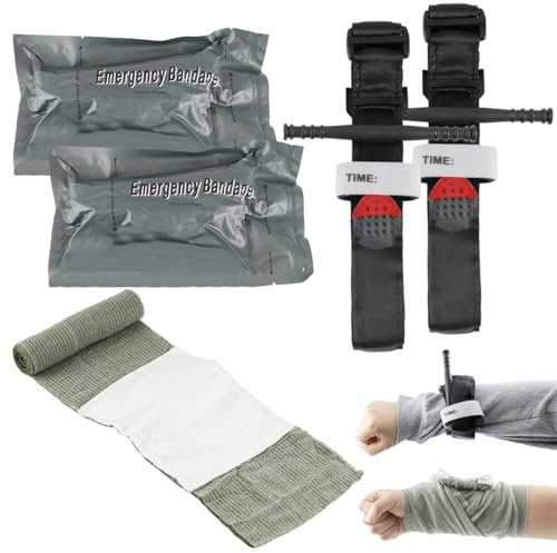 Toivize Vendaje Israeli 2 Piezas, Torniquete de 6 Pulgadas para Primeros Auxilios de Emergencia, Cuidado de Heridas de Batalla, Autorrescate con 2 Torniquete Tactico