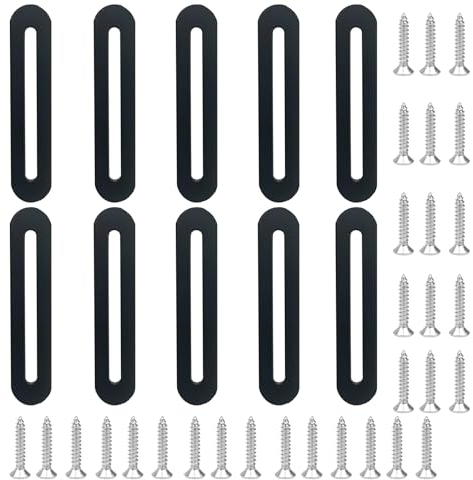 10 Stück 90 x 19 mm Flache Ecke Bracket mit Langloch Edelstahl Lochplatten flachverbinder edelstahl Holzverbinder Verbindungsplatte für Reparatur Befestigung Holz, Möbel und DIY Projekte, Schwarz