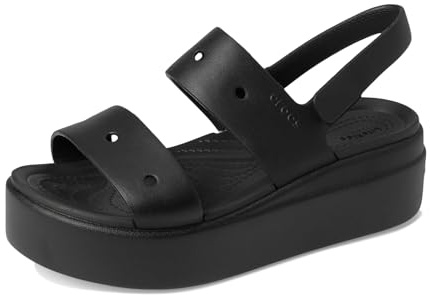 Crocs Womens Brooklyn 4U Low Wedges Black 10 Medium