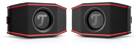Teufel ROCKSTER GO 2 Stereo Set Speaker Bluetooth - Altoparlante portatile per esterni, con batteria a lunga durata (28 ore), impermeabile IP67, scheda audio USB, outdoor - nero/rosso