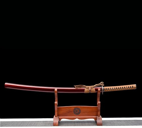 103 cm fein Geschnitzte echte Samurai-Schwerter,Katana aus hochwertigem Manganstahl mit Scheide,Handschutz Legierung + Lackscheide massivem Holz,für das Training von Bokken,Cosplay,Kendo,Ausstellung