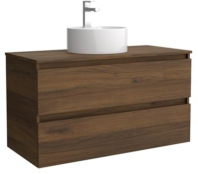 Salgar Mueble de baño Bequia 100cm + Encimera + Lavabo posar | Nogal|100x45x56