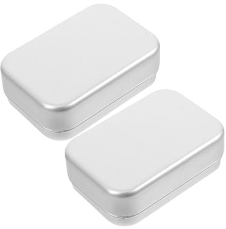 Healvian 2pcs Large Rectangular Soap Dish Drainage Metal Tin Box Lid Portable Travel Soap Case for Bathroom Camping Storage