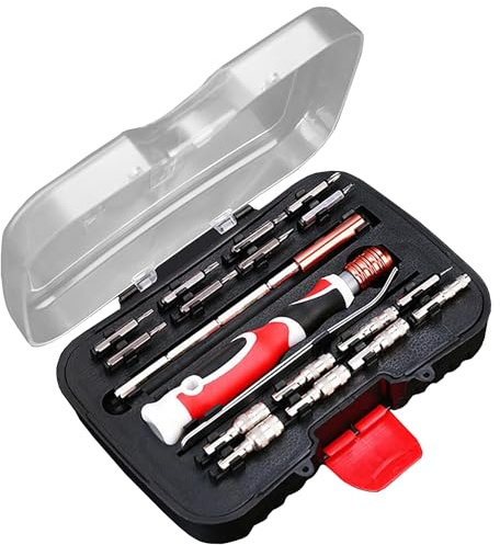 19 Pcs Precision Screwdriver Set, Magnetic Electronic Screwdriver Set Extension Tweezer Metric Bits Hex Socket with Case, Magnetic Repair Tool Kit for Switch, Xbox, MacBook, Tablet & Computer