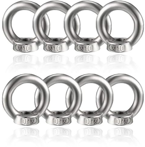 Tuerca Anular M10, 10 Piezas Tuerca Anular de Acero Inoxidable, Tuerca de Ojo, Tuercas de Ojo de Acero Inoxidable para Montaje de Cuerda Accesorios de Elevación Pulido de Superficies, Plata