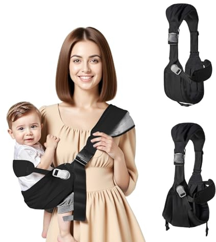 Baby Sling Carrier,Toddler Carrier,2026 New Baby Sling with Waist Harness,Portable and Lightweight Sling,Non-Slip Hip Seat Carrying 25-60lbs(Black)
