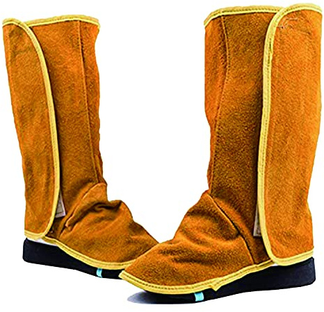 Polainas de Soldadura de Cuero 1 Par, Protectores para Zapatos Cubiertas para Botas de Soldadura, Resistentes Al Fuego Y A La Abrasión, para Hombres Y Mujeres, Talla Universal