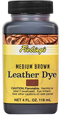 Fiebing's Leather Dye (4 Fl Oz, Medium Brown) - Alcohol-Based, Penetrating, Permanent Dye for Shoes, Boots, Belts, Bags, Furniture - Includes Wool Dauber Applicator - Recolor & Restore Leathercraft