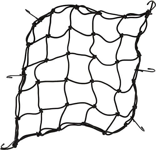 Oxford Cargo Net Strong Elasticated Webbing with Nylon Coated Steel Hooks - Black