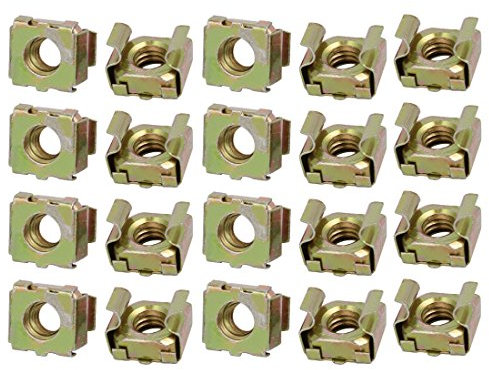 sourcingmap 20pcs Écrou à cage M6 65Mn captif en acier à ressort pour armoire d'étagère de serveur