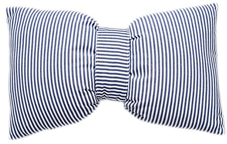 Ewindy Lovely Bow Home Decorative Throw Pillow Washable Chair Home Sofa Bar Waist Cushion Pillow Head Neck Pillow (Dark blue pinstripes)