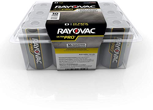 Rayovac Batteries ALD-12PPJ UltraPro Industrial Alkaline Battery, D Size, Standard, Black (Pack of 12)