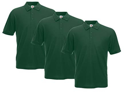 Fruit of the Loom Herren 63-402-0 Polohemd, Bottle Green, XL (3er Pack)