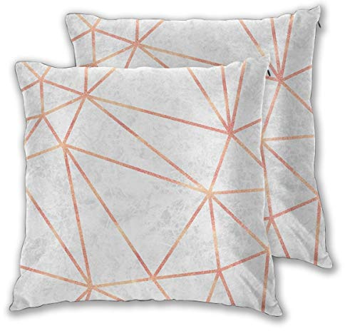 Cushion Cover Marble Geometric Rose Gold Design Set of 2 Square Throw Pillow Case Sham Home for Sofa Chair Couch/Bedroom Decorative Pillowcases