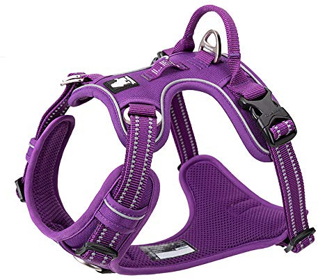 Truelove No-Pull No Overhead Reflective Dog Harness,Purple, XL | Side Release Neck Buckle, Adjustable, Easy to Wear, 2 Lead Rings, Outdoor Walking, For Small Medium Large Dogs, TLH56512