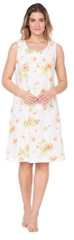 e.Femme® Camicia da Notte da Donna Jana 504 in 100% Cotone, Ecru/Arancione., 44