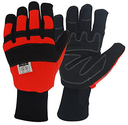 OZAKI - Gants Tronçonneuse - Gants Hiver Spécial Travaux de Tronçonnage - Protection Dos de la Main Gauche - Taille 9/M