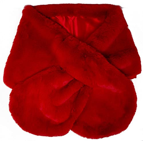 Stola rossa elegante di pelliccia ecologica coprispalle per x Matrimonio mantella calda pelo lungo ecopelliccia copri abito da cerimonia scialle signora invernale autunno inverno 2025 2026 Rosso