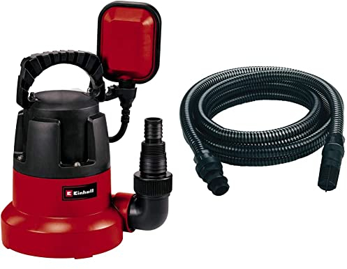 Einhell Tauchpumpe GC-SP 3580 LL (350 W, 8.000 Liter pro Stunde, Pumpenstart ab 8 mm) & Saugschlauch 4 m (Pumpen-Zubehör, 4 m Länge, Kunststoffanschluss 42 mm, 5-teilig, Kunststoff)