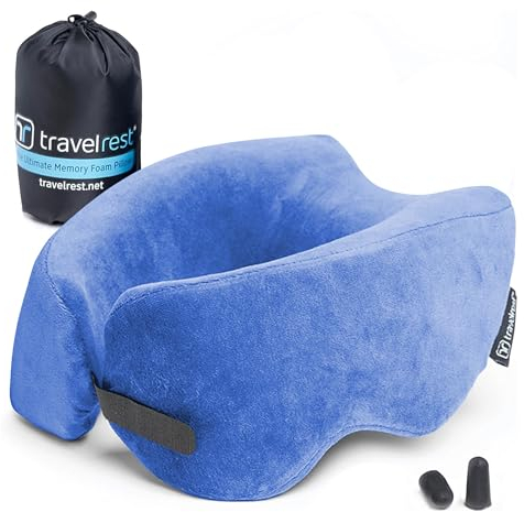 Travelrest - Almohada de Viaje/Cuello con Espuma viscoelástica - Terapéutica, ergonómica - Votada como la Mejor Almohada de Viaje para 2018-2024 por Wirecutter
