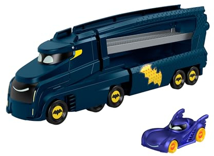 Fisher-Price DC Batwheels Spielzeug-Transporter und Auto, Bat-Großtransporter mit Rampe und Bam das Batmobil, Maßstab 1:55, Die-Cast Spielzeug-Fahrzeug, ab 3 Jahren, HMX07