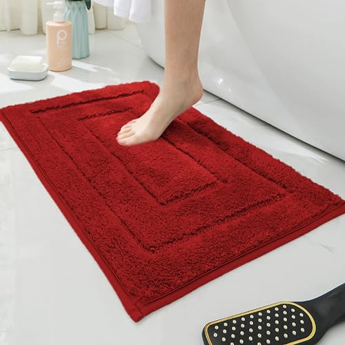 Dalina Textil - Alfombra De Baño Antideslizante,Alfombrilla De Baño,Multifuncional,Alfombra Ducha Baño Cocina Puertas de Entrada Pasillo Dormitorio Salon Modernas,Suave, 40 x 60 cm, Rojo Tinto