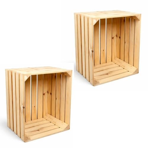 Caja de Madera 50x40x30 cm – Grande para Decoración, Frutas, Vino o Almacenaje – Naturaleza Vintage – Ideal para DIY y Organización del Hoga