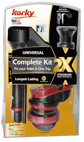 Korky 4010XP 2X Long-Life Standard 5,1 cm komplettes WC-Reparaturset, schwarz