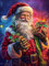 Yeerum 5D Diamond Painting by Numbers Kits for Adults Santa Claus Round Full Drill, DIY Diamond Art Christmas Kits for Beginner Embroidery Cross Stitch Arts Crafts Home Decoration 30x40cm