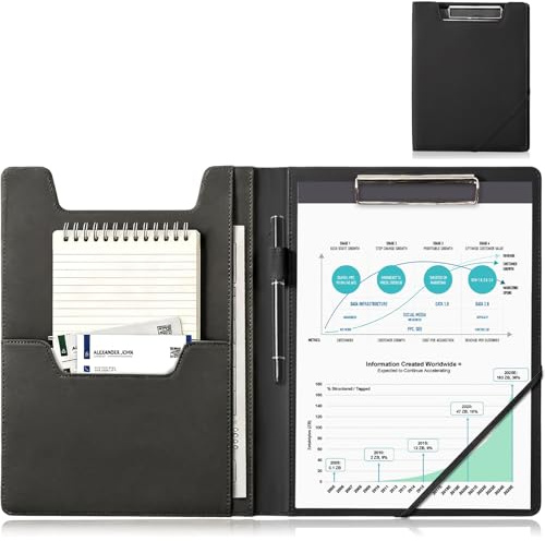 ProCase Conférencier A4, Porte Documents avec Porte Documents, Porte Stylo, pour les entretiens, CV, bureaux, réunions, présentations-Noir