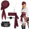 Jeinbuil Piratenkostüm Damen 5er Set, Piraten Kostüm Zubehör Damen Piratenhut Augenklappe Accessories