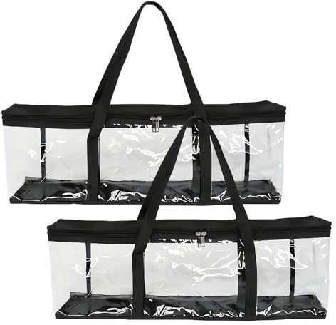 Anseom Sacs de Rangement Portable pour CD, Sac de PVC Transparent pour DVD, Pochettes de Transport Grande Capacité avec Poignées, Sac de Protection pour Blu-Ray Albums Jeux Vidéo Livres (2)