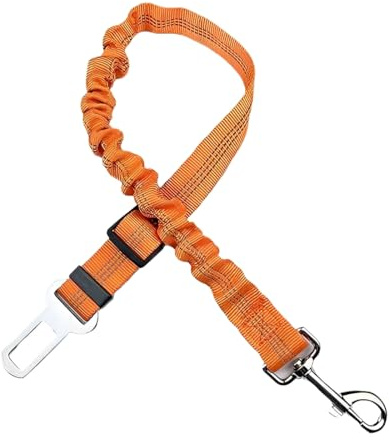 QOCUILC Ceinture de sécurité voiture pour chien, réglable de 50 à 88 cm avec amortisseur – Harnais orange pour toutes tailles de chiens et types de véhicules