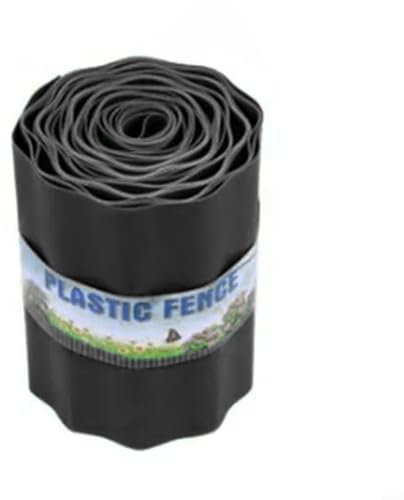 Emiif Rouleau de bordure de jardin 9 m en plastique noir pour parterres de fleurs et pelouse (15 cm x 9 m)