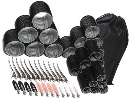 NonHeat - Rulli per capelli con clip in metallo, per acconciature lunghe e corte, 6 pezzi