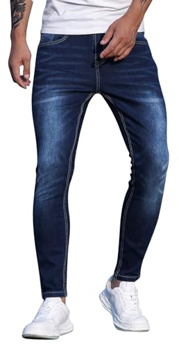Jeans cargo da uomo, pantaloni cargo elasticizzati, skinny, slim fit, pantaloni in denim, moderni, jeans chino, con bottoni, chiusura lampo, gamba dritta, pantaloni alla moda per il tempo libero