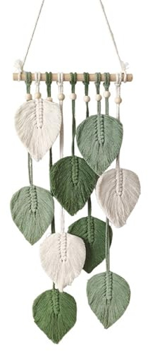 Astralong Arazzo da Parete in Macramè, Decorazione da Parete in Macramè Foglie Verdi, Decorazione Boho per Soggiorno, Camera da Letto, Cameretta Dei Bambini, Ufficio