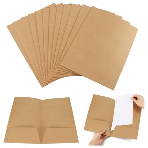 TYSM-CC 12 Piezas Carpetas A4 de Papel Kraft, con Bolsillo y Solapa