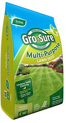 Gro-sure 20500082 Multi-Purpose Grass Lawn Seed, 120 sq m, 3.6 kg